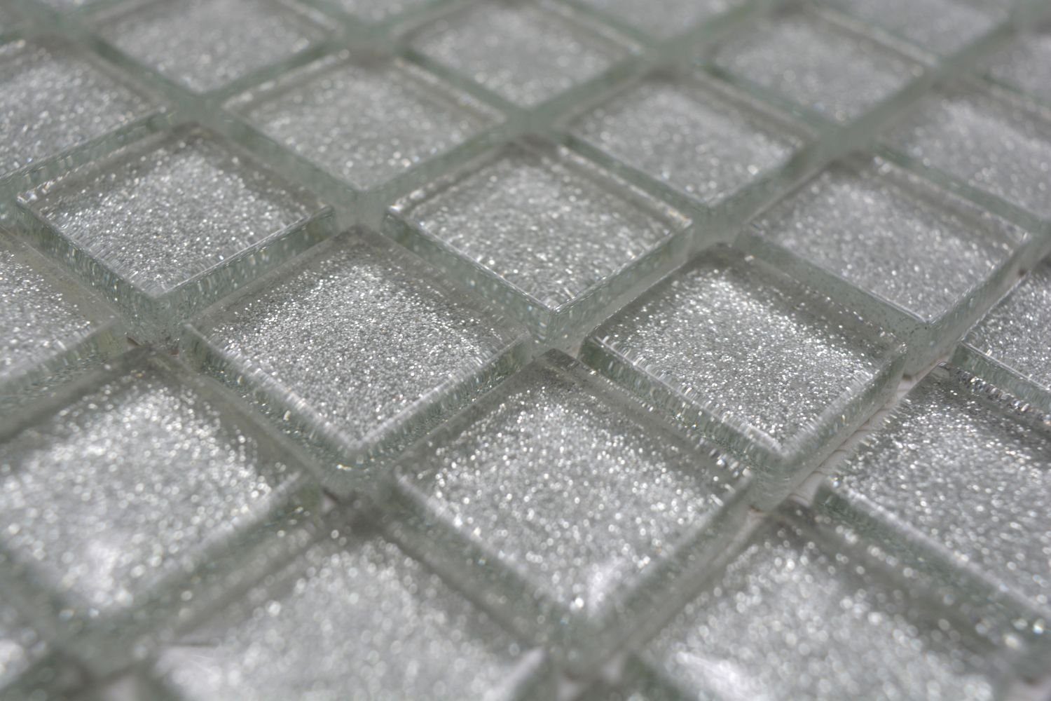 Mosani Mosaikfliesen Glasmosaik Crystal Mosaikfliesen silber glänzend / 10 Matten