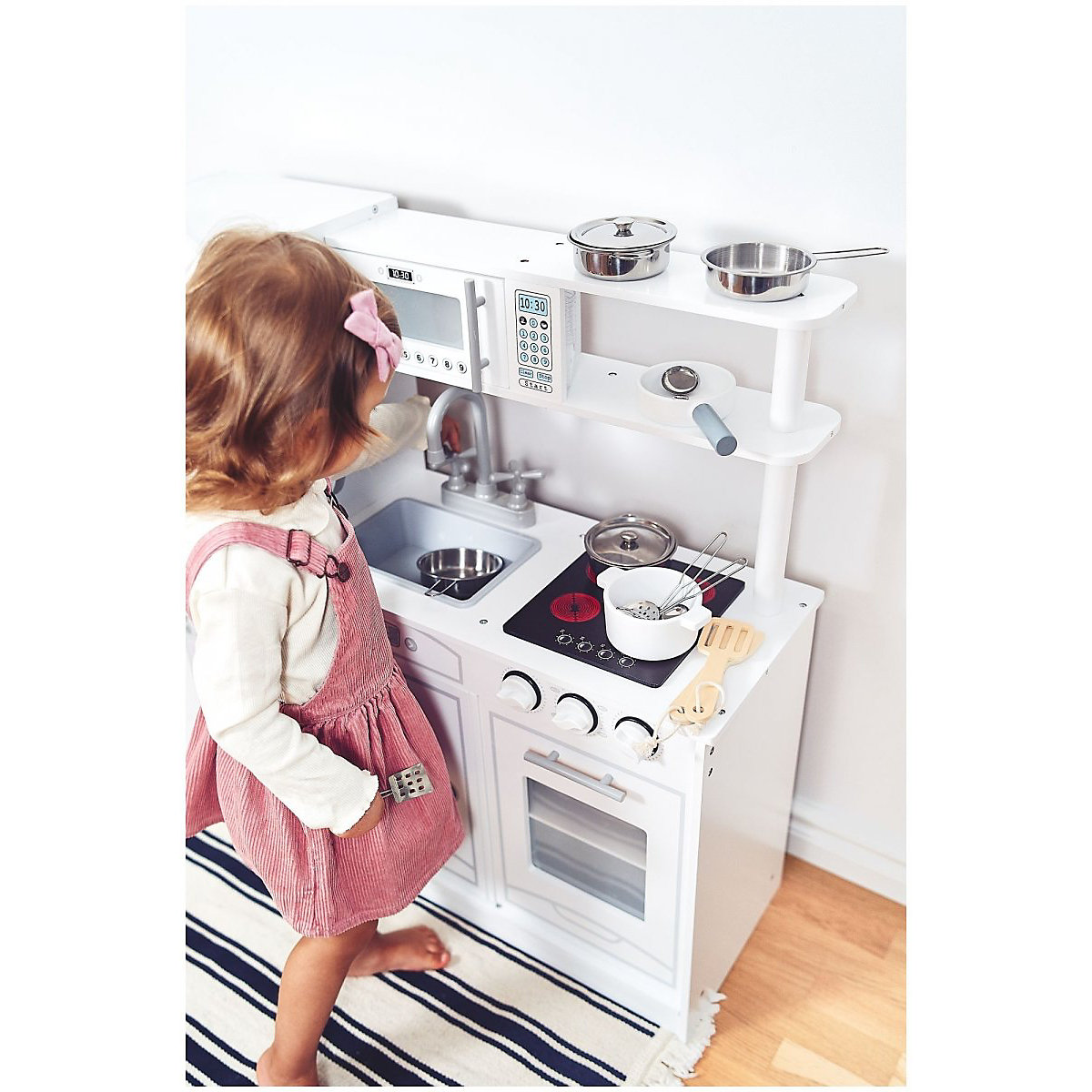 XXL Spielküche Schürze, Herdplatten, Kühlschrank, Backofen, Waschmaschine im Retrostil
