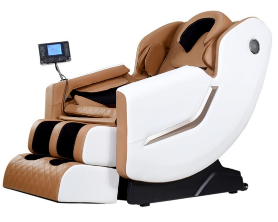 Happy Home Luxuriöser Massagesessel mit modernsten Funktionen Braun/Weiß