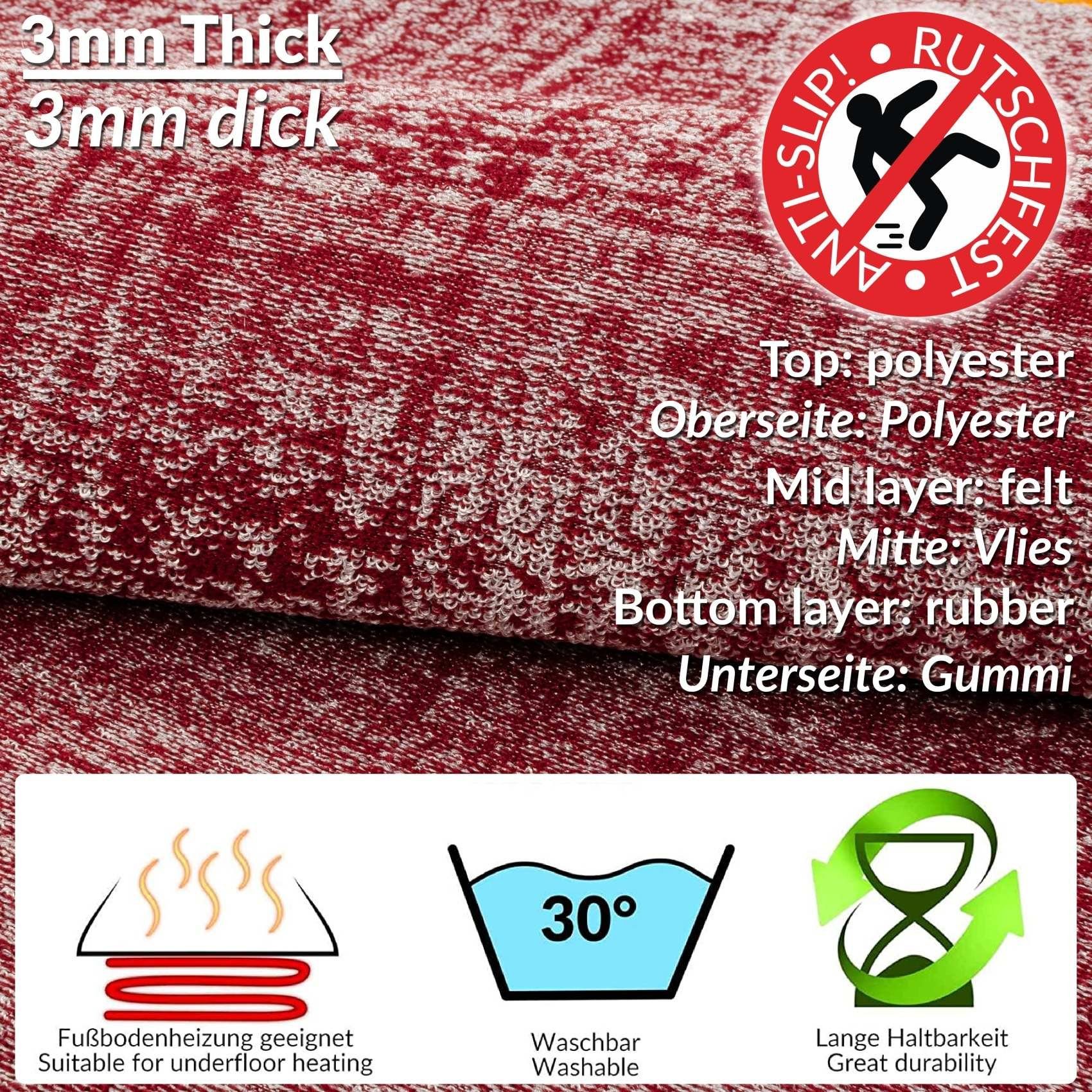Küchenläufer Teppichläufer Küchenläufer Läufer Textil ANTON Premium Modern Robust, ANRO, Rechteckig, Höhe: 3 mm, Textil