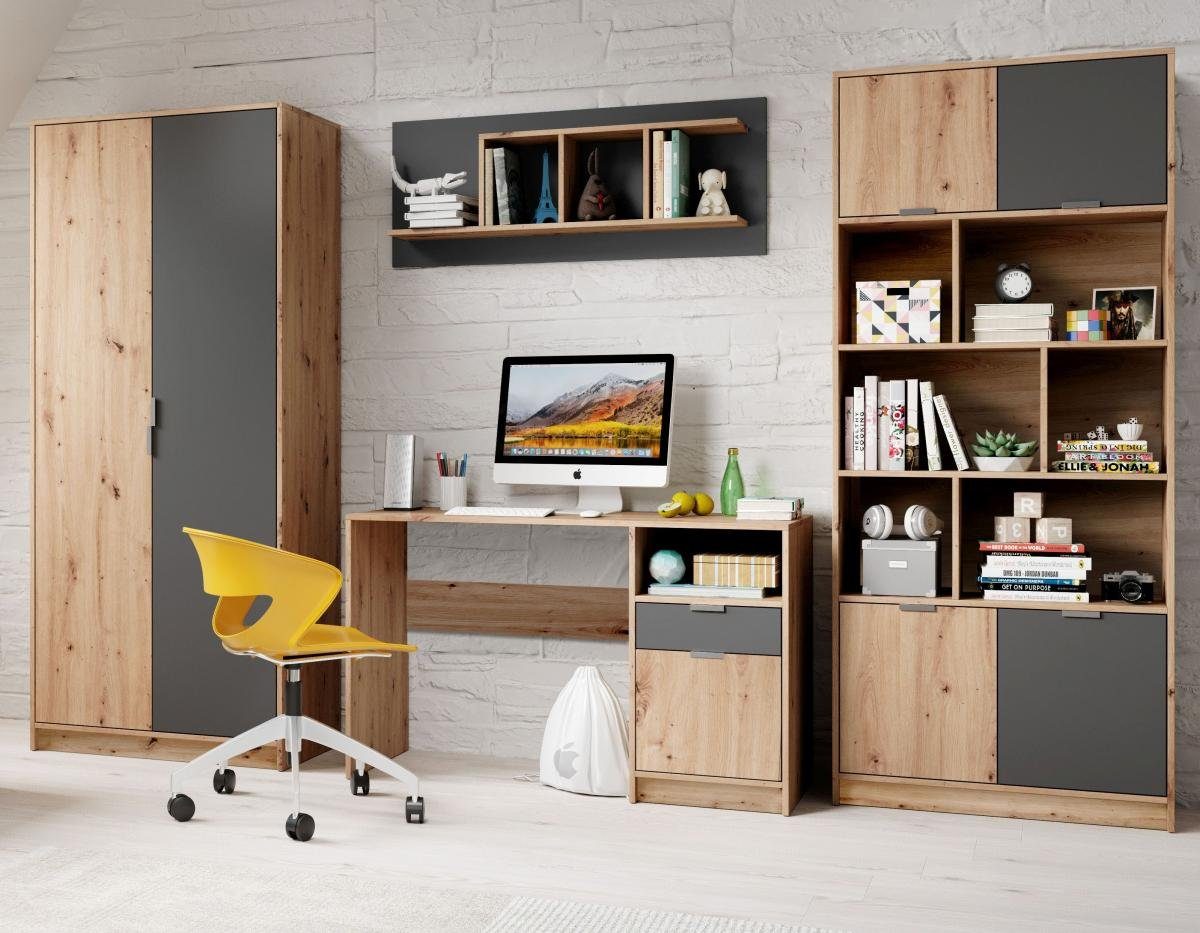 Storado Jugendzimmer-Set Jugendzimmer Set Karla artisan eiche graphit 5-tlg