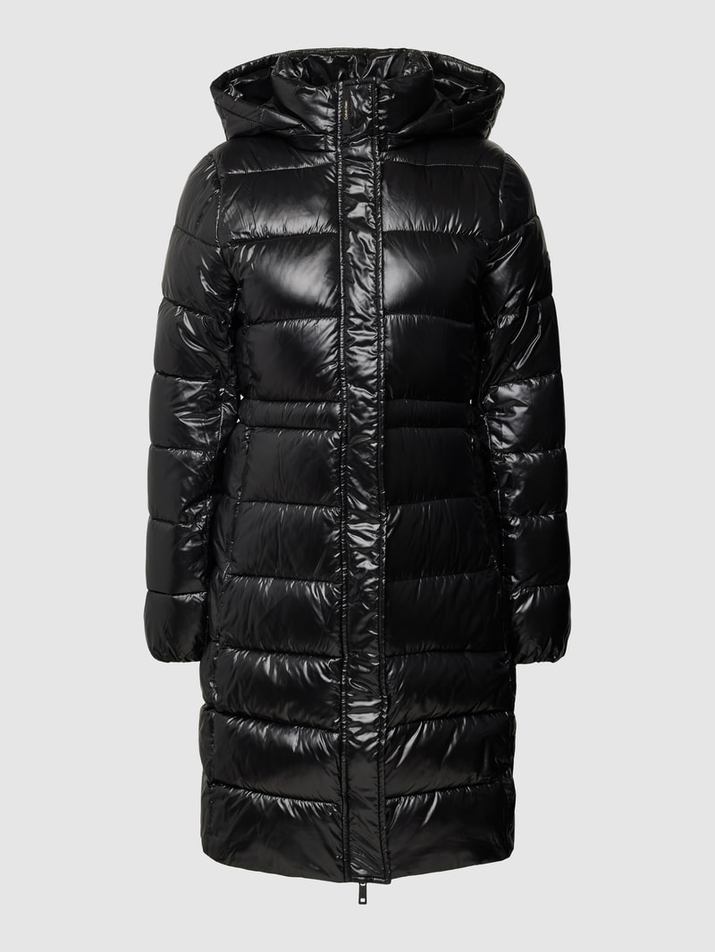 Steppmantel mit Kapuze in schwarz