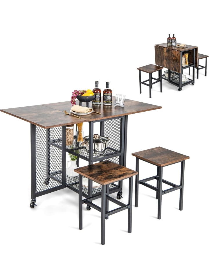 COSTWAY Esstisch 3 tlg. Set in Braun günstig kaufen onesize