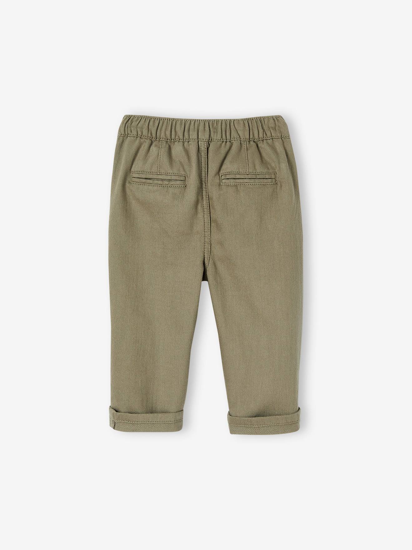Pantalon bébé en coton flammé kaki