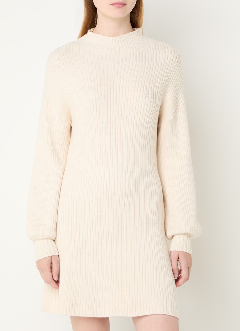 Robe pull courte côtelée Myla de French Connection avec manches bouffantes