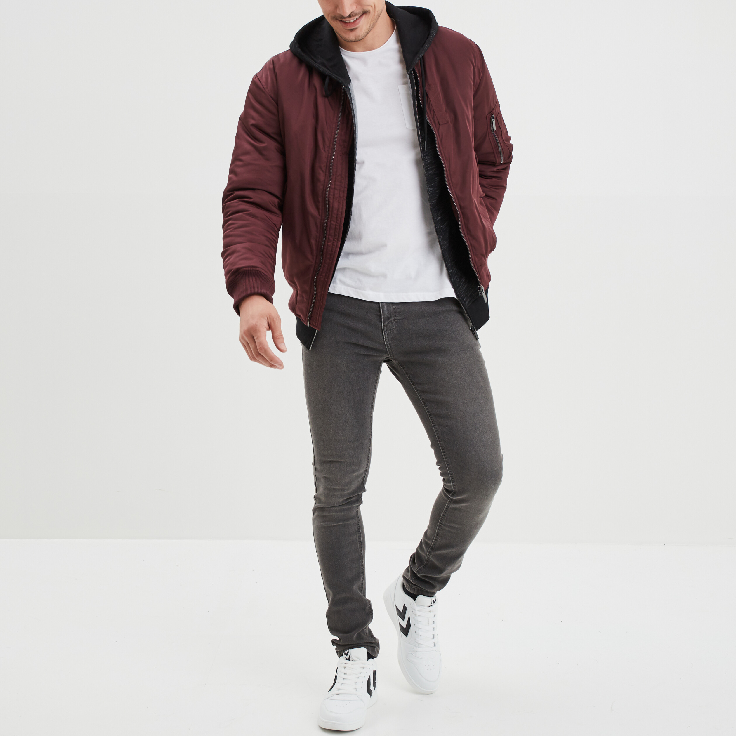 Veste bomber zippée prune homme | La Halle