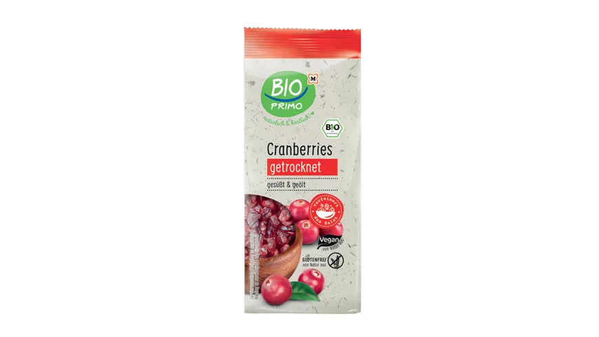 BIO PRIMO Bio Cranberries mit Apfelsaftkonzentrat gesüßt 100 g