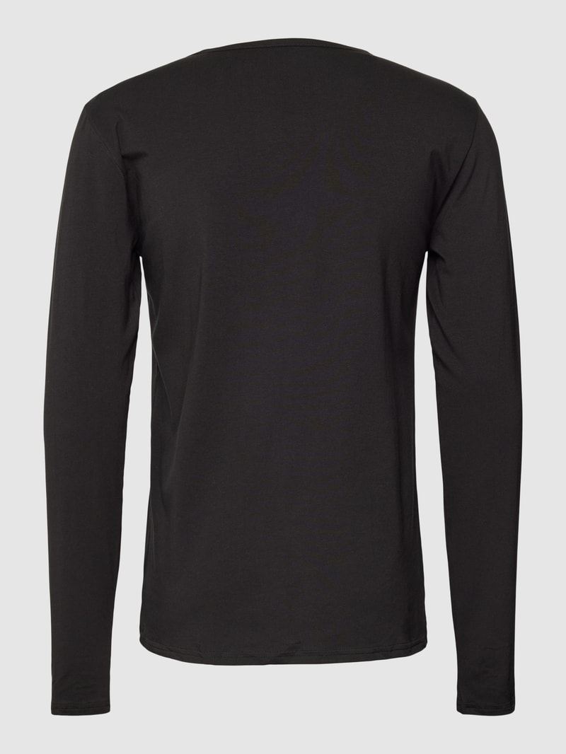 Longsleeve mit Label-Stitching im 3er-Pack in schwarz