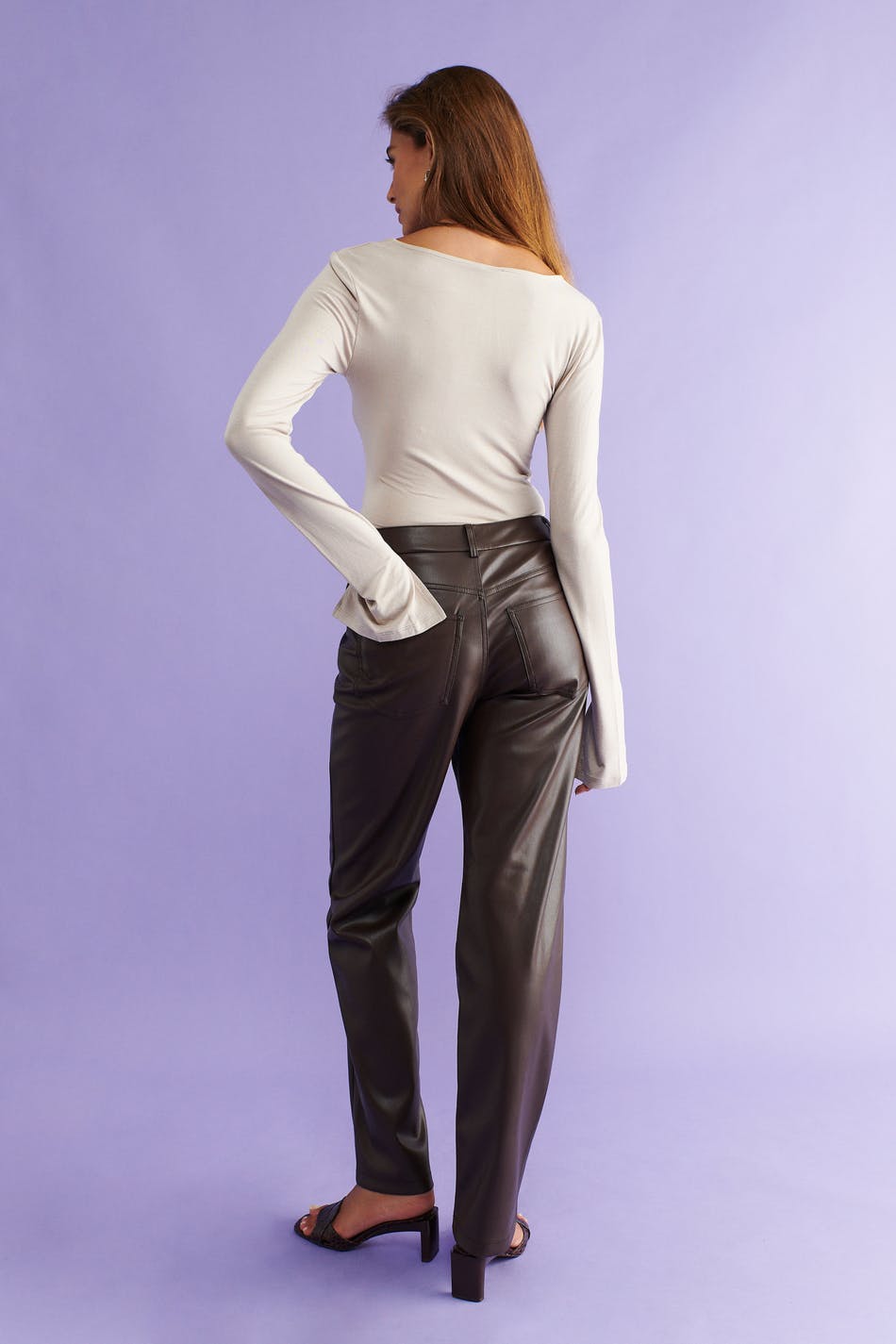 Straight pu trousers