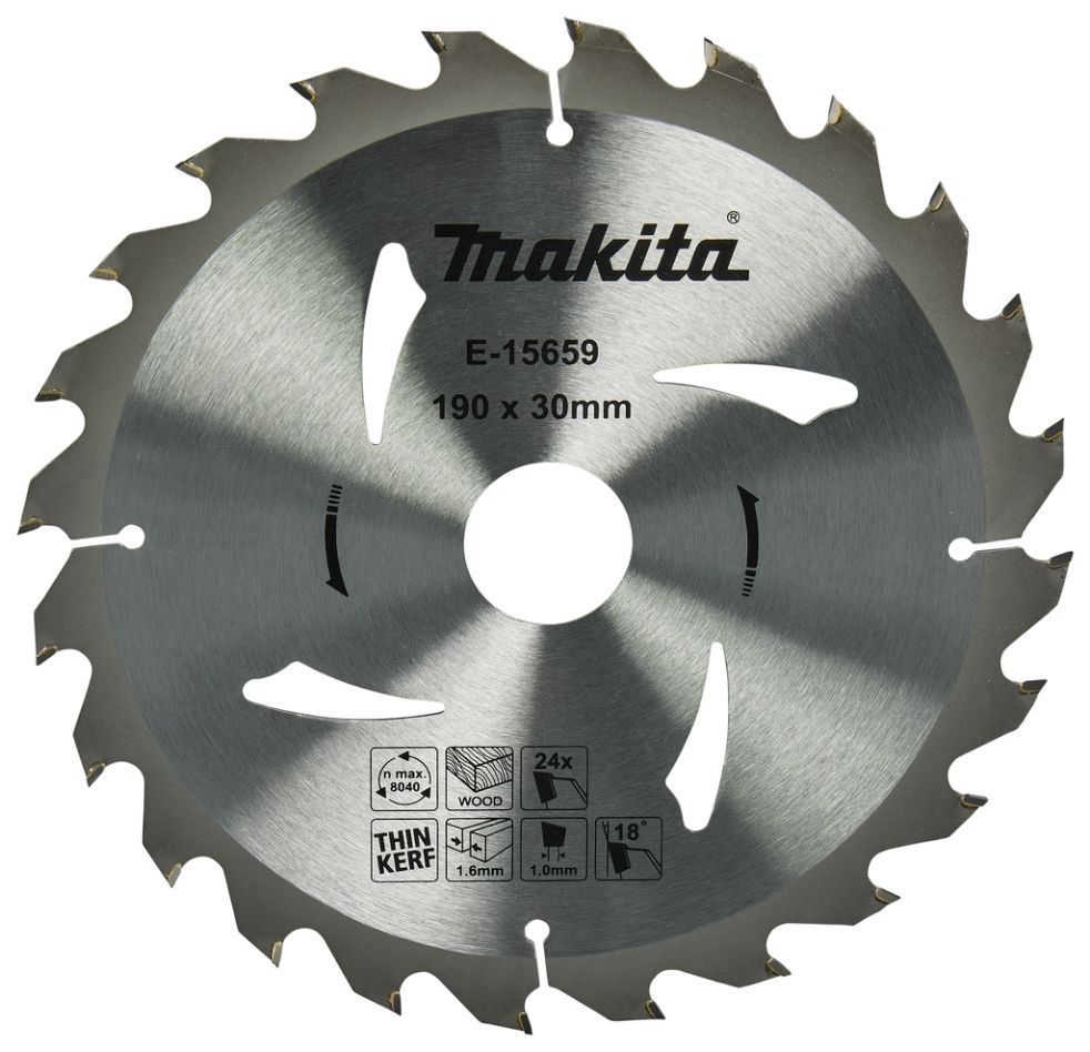Makita Zubehör E-15659 Kreissägeblatt Holz 190 x 30 x 1,6 mm T24