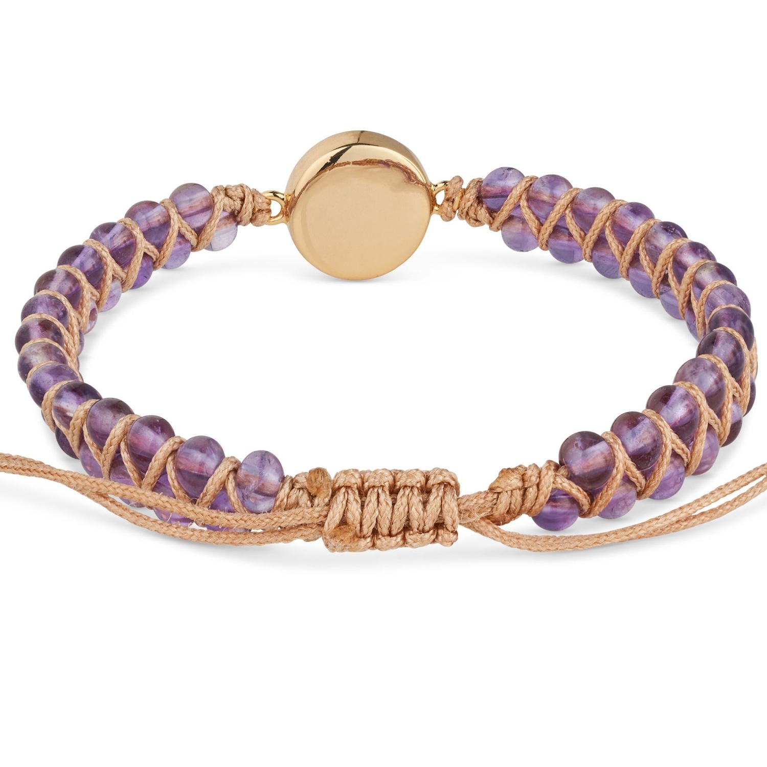 Yoga Armband - Amethyst Edelstein Perlen Violett mit Kristall Anhänger
