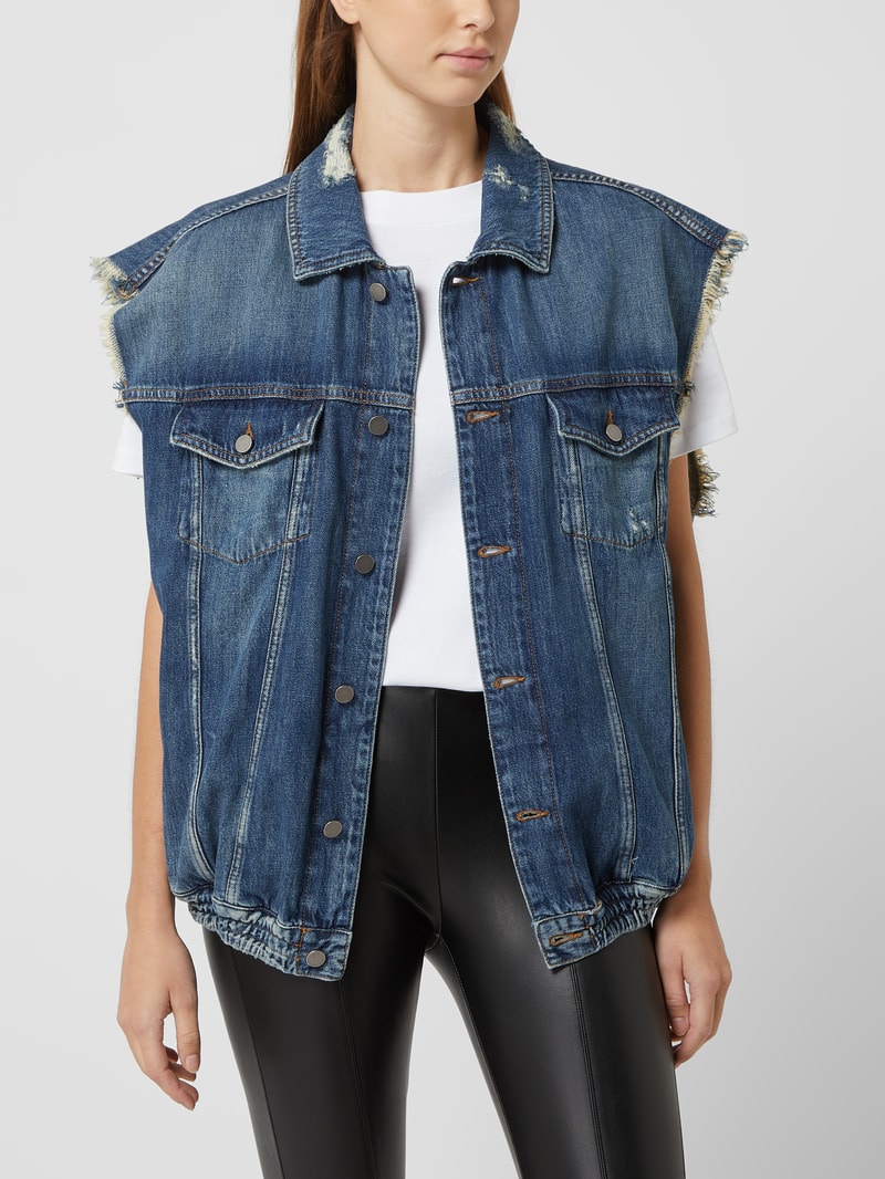 Oversized Jeansweste im Used-Look Modell 'Kimi' in jeans
