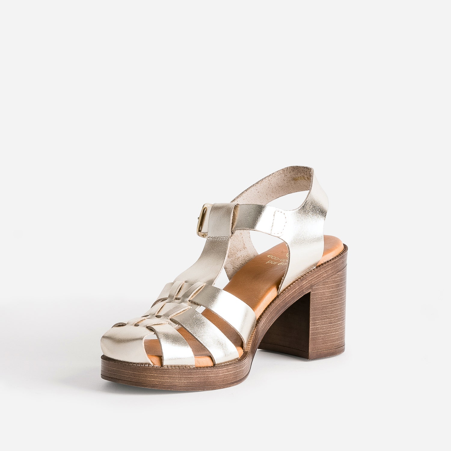 Sandale dorée éco-conçue en cuir