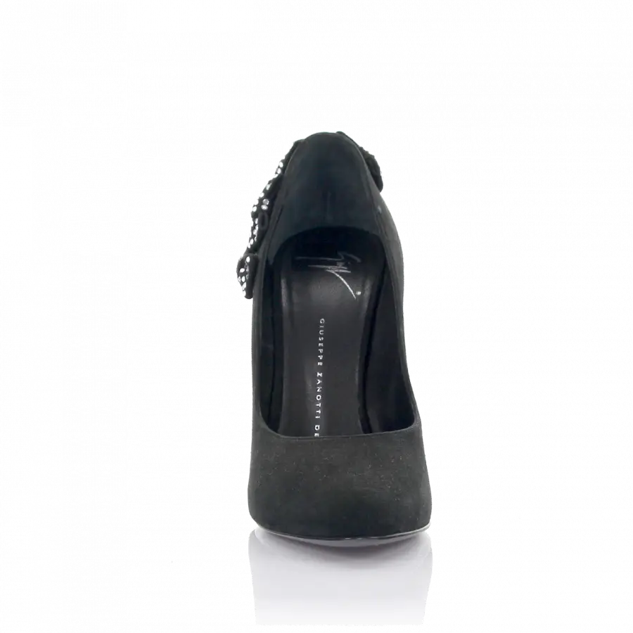 Giuseppe Zanotti - Pumps ZADINA 105 Kalbsvelours Schleife Strass schwarz - schwarz