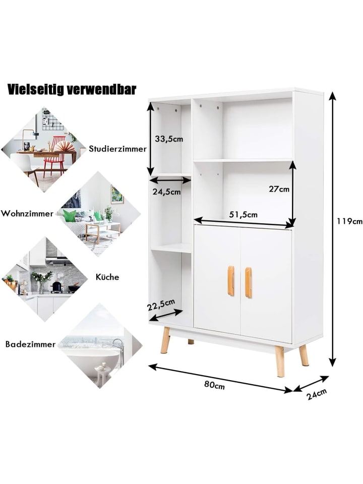COSTWAY Sideboard in Weiß günstig kaufen 80 cm