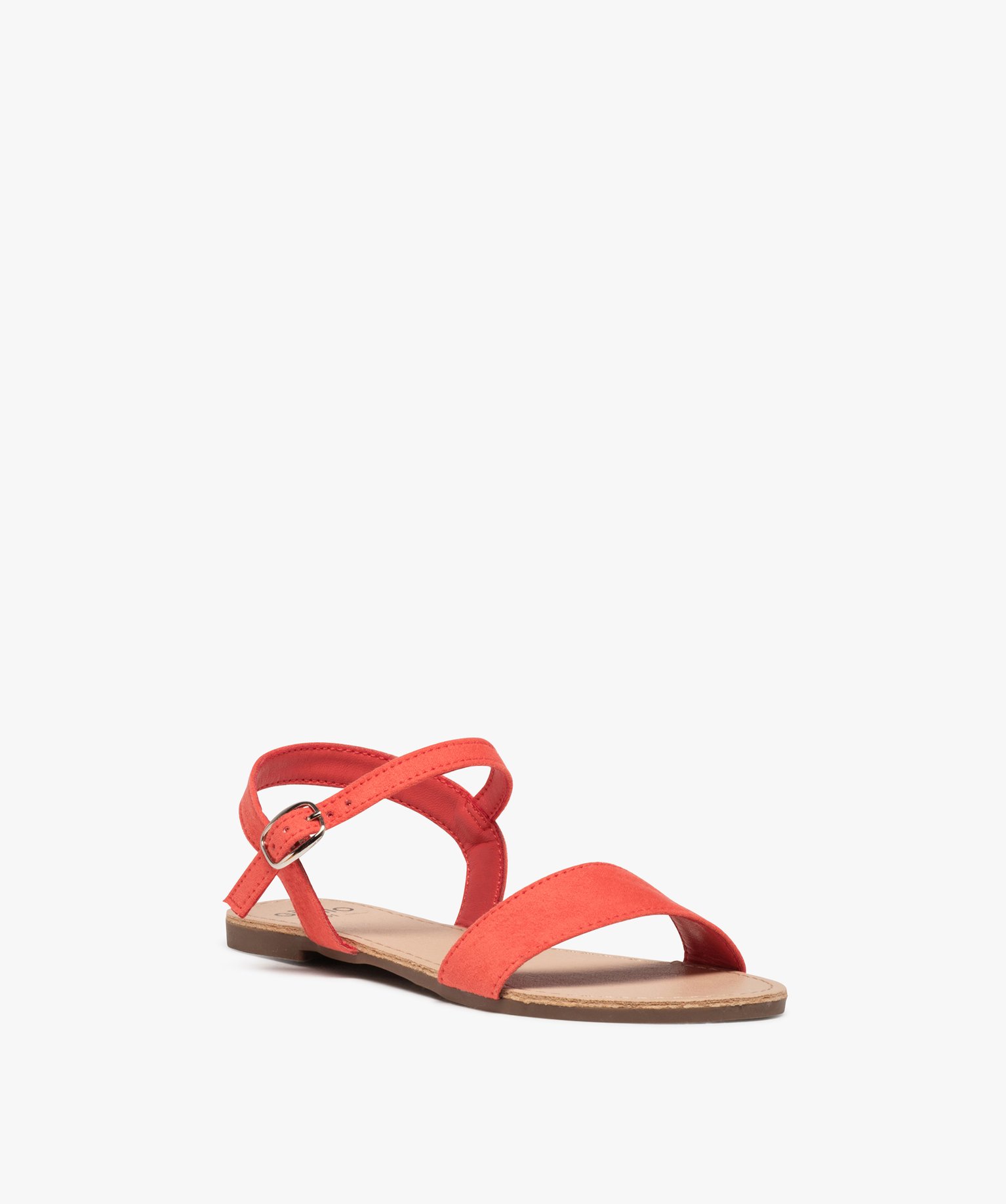 Sandales fille à brides en suédine unie rose | GEMO