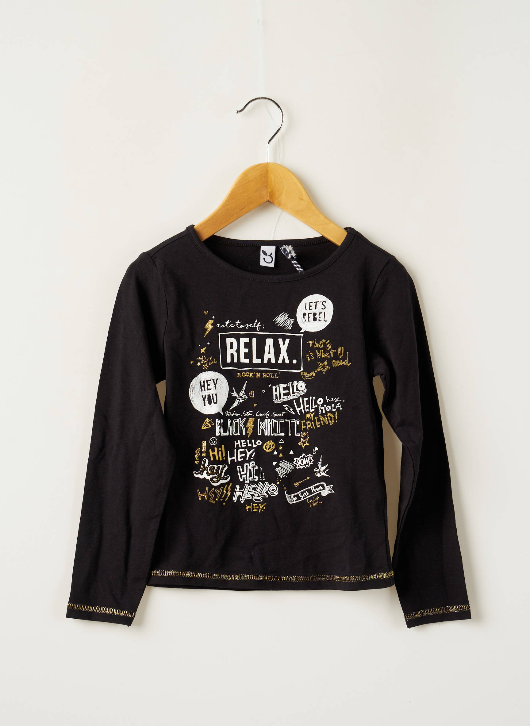 3 Pommes Tshirts Fille couleur noir