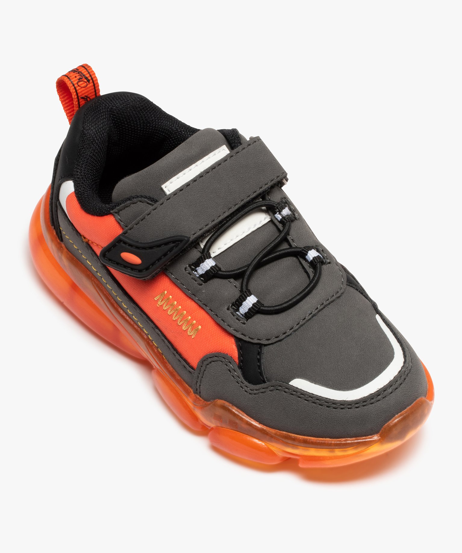 Baskets Garçon jogger à scratch et semelle translucide gris | GEMO