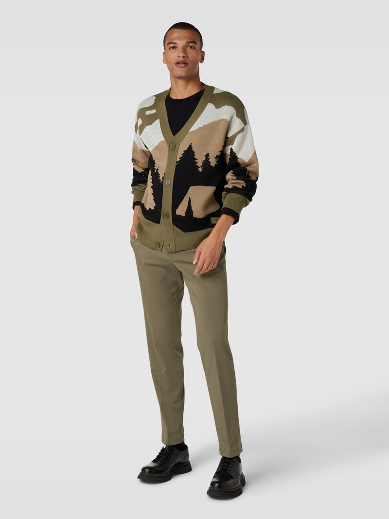 Regular Fit Chino im unifarbenen Design Modell 'Tilo' in olivgrün