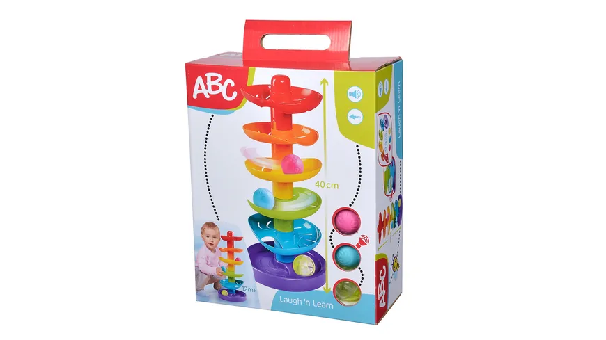 Simba - ABC - Regenbogen Kugelturm, 5 Ebenen, 1 Standfläche, 2 farbige Bälle, 1 transparenter Ball mit Glöckchen