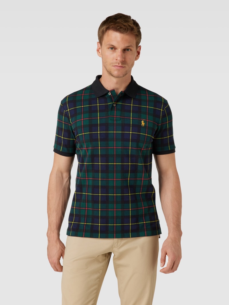 Poloshirt mit Tartan-Muster und 2-Knopfleiste in grün