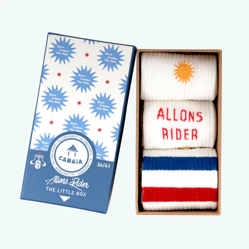 Here Comes the Sun Socks - Let's Ride White