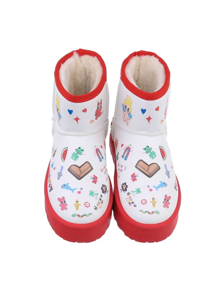 Ital-Design Stiefelette in Rot und Weiß günstig kaufen