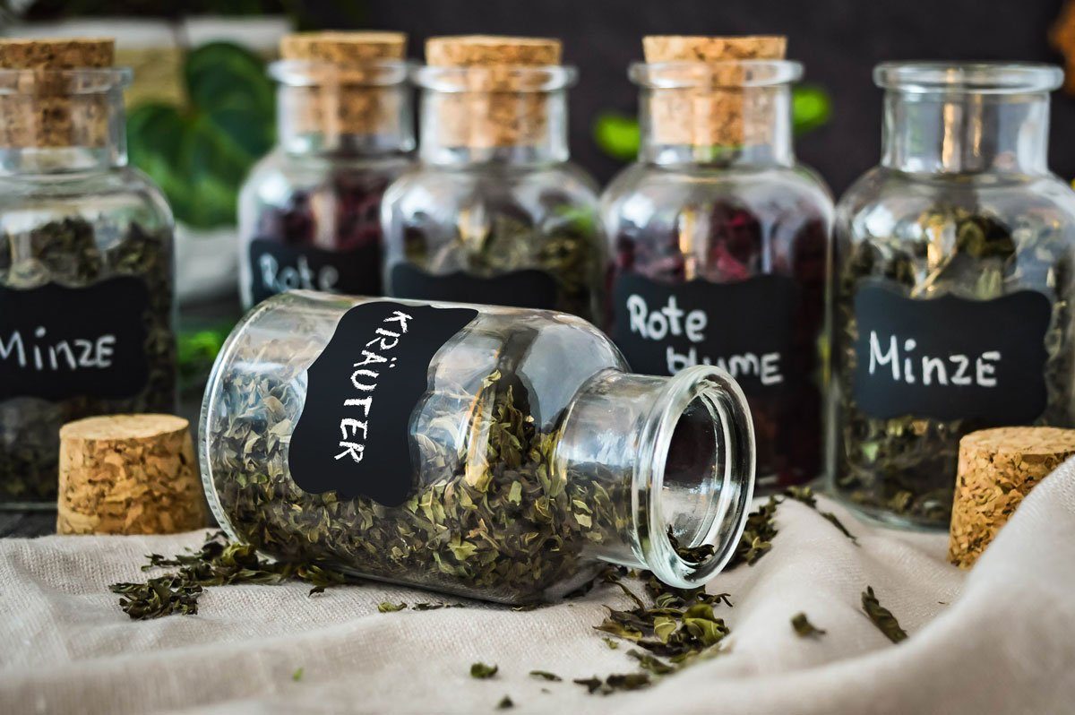 Sendez Gewürzbehälter 12 Gewürzgläser mit Korkverschluss 180ml Vorratsdose Gewürzdosen Glasdose Vorratsgläser mit. 24 Etiketten + Stift