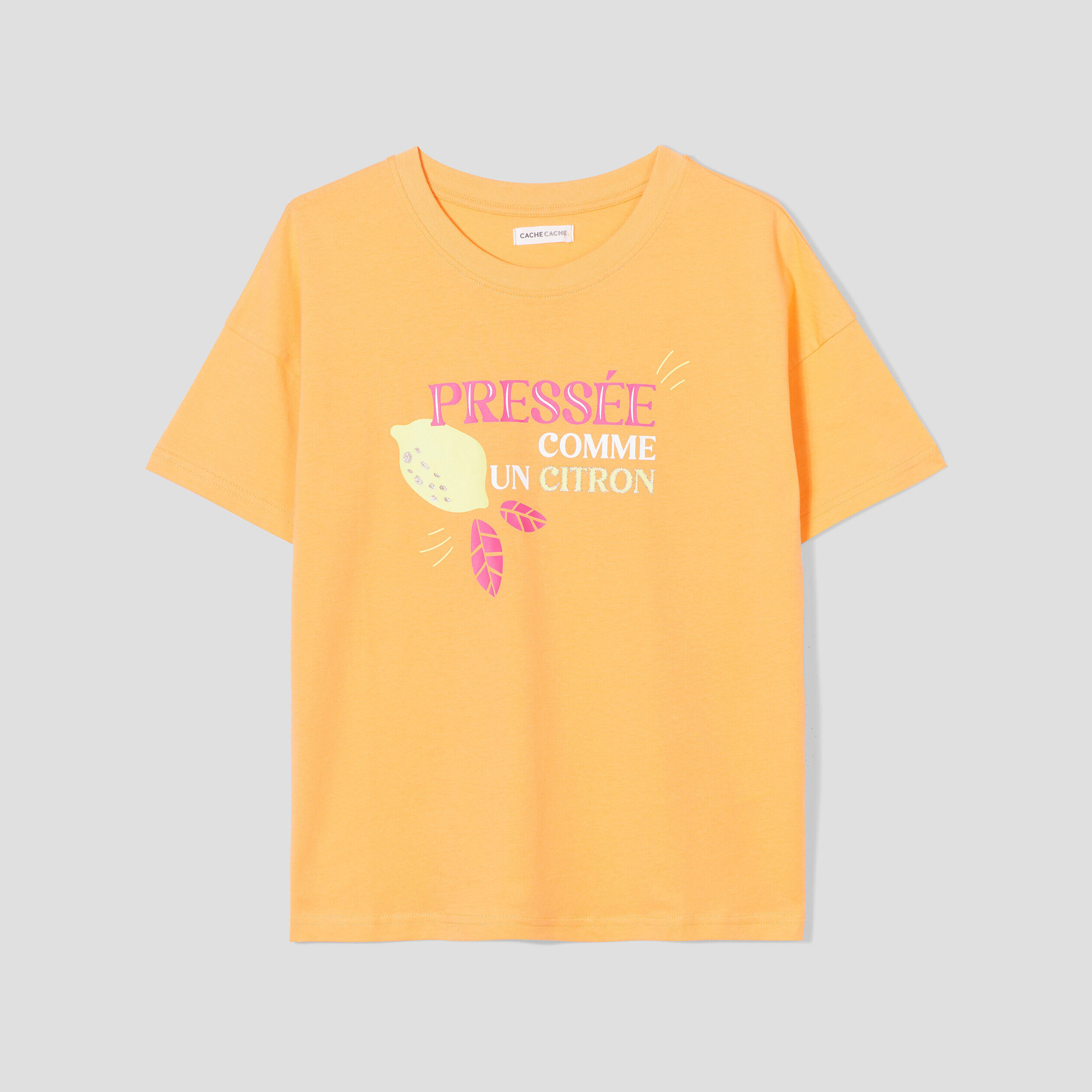 T-shirt manches courtes rose saumon femme | Cache Cache