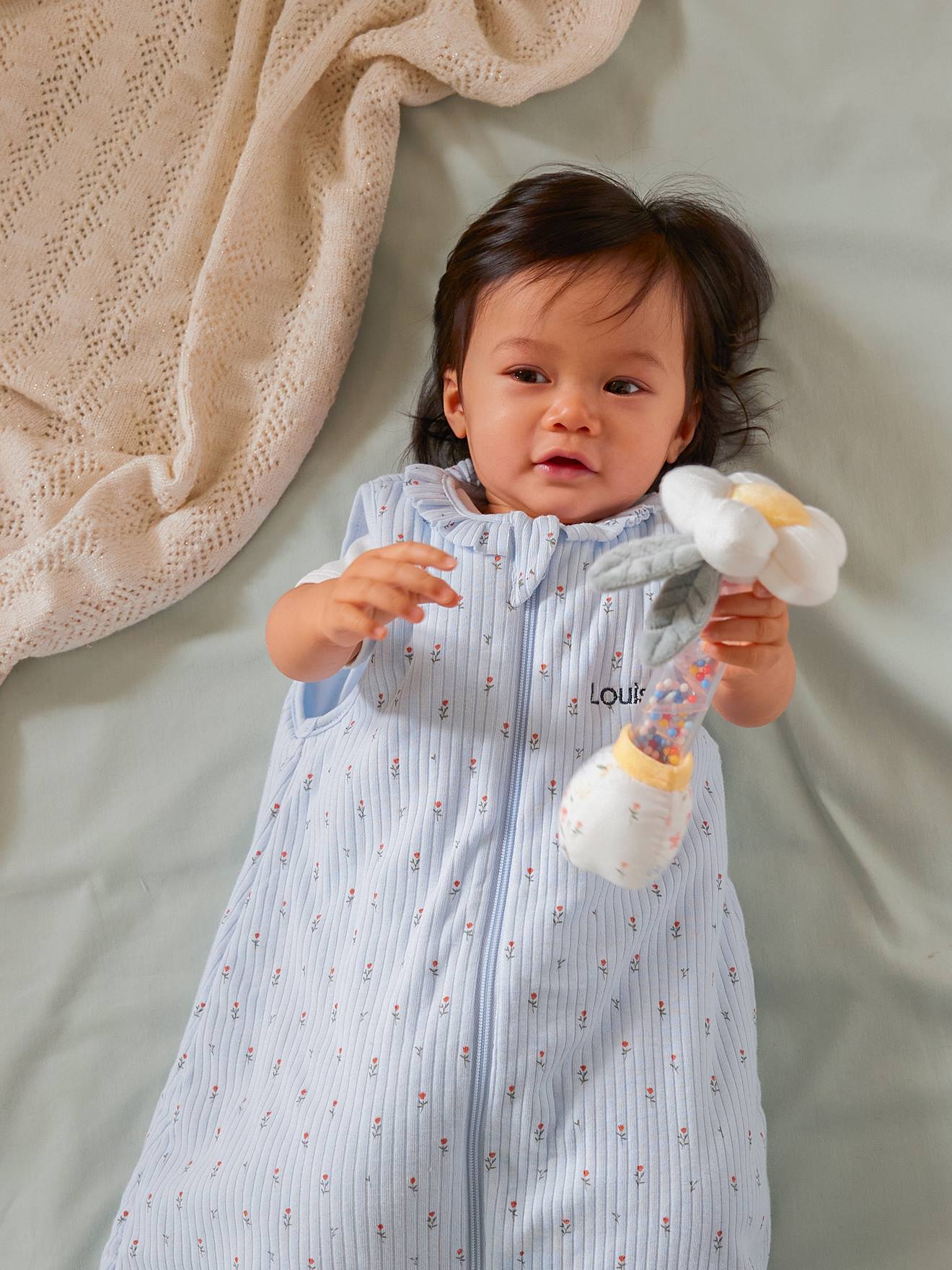 Vertbaudet Ärmelloser Baby Schlafsack GIVERNY personalisierbar Oeko-Tex - lavandel