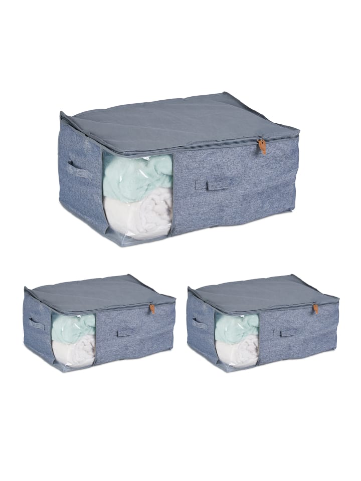 relaxdays 3 x Unterbettkommode in Grau/ Transparent - (B)58 x (H)28 x (T)45 cm günstig kaufen onesize
