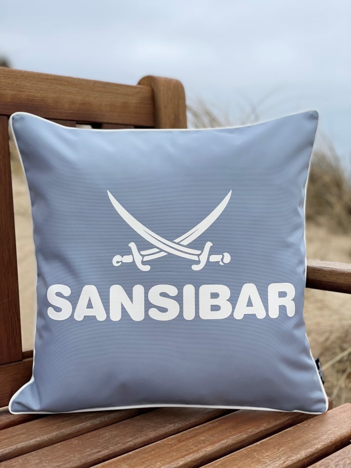 Sansibar Outdoor-Kissen mit Füllung in Silber/Offwhite, 45x45 cm günstig kaufen 45x45 cm