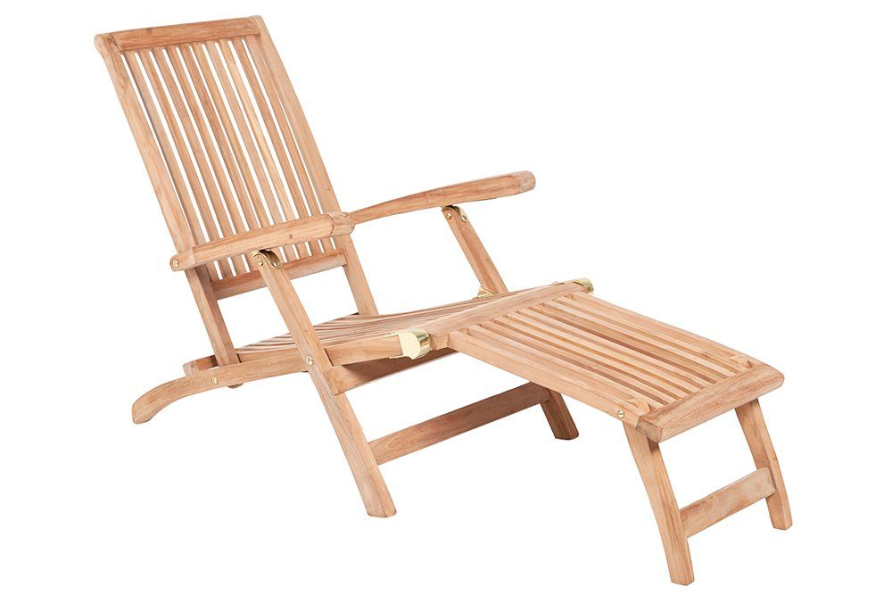 riess-ambiente Gartenliege EMPIRE TEAK 170cm braun, Einzelartikel, 1 St., Outdoor · Massivholz · klappbar · Sonnenliege · Deckchair · Balkon