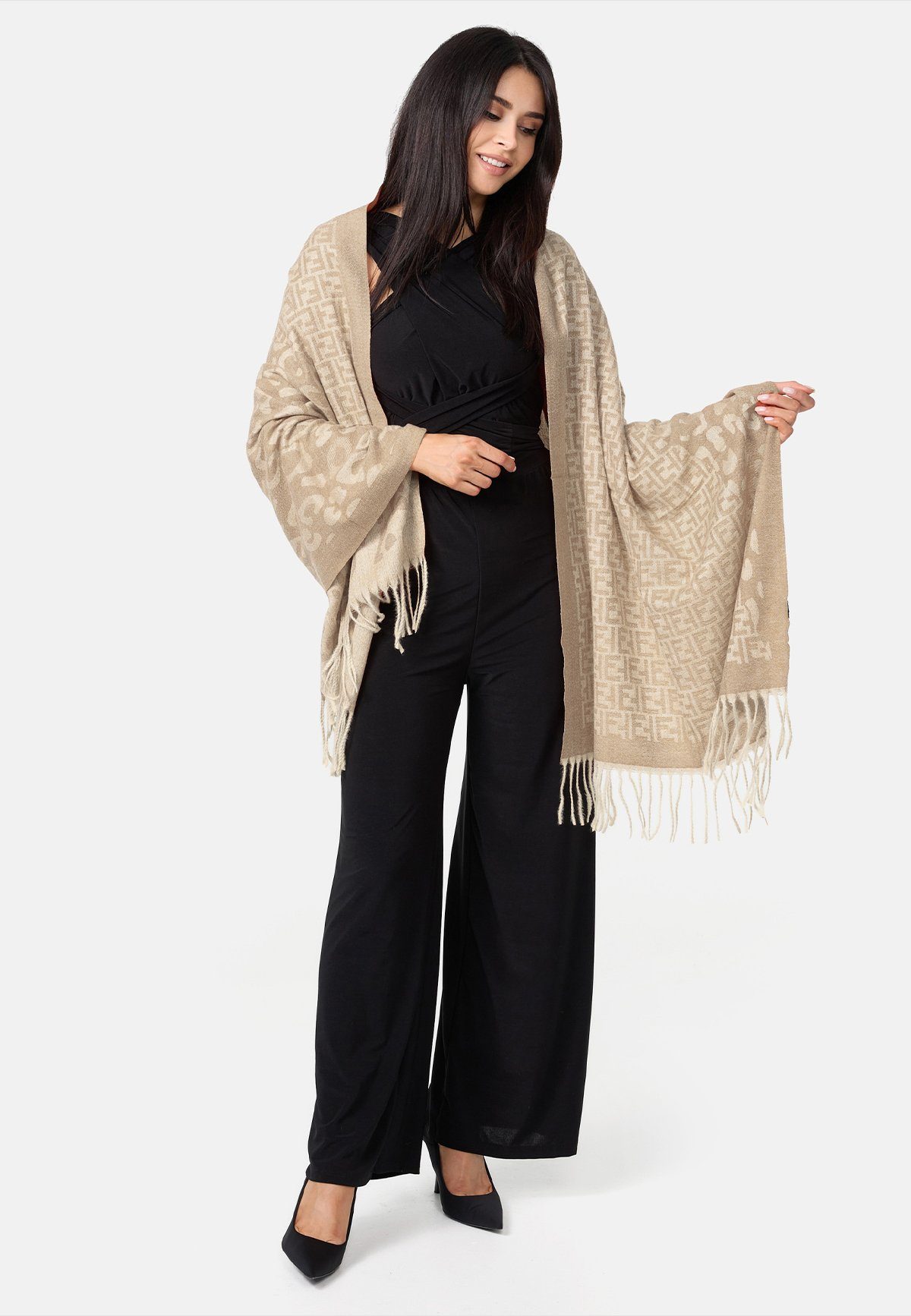 enflame Modeschal Weicher Wollschal Mode Hals Tuch Vintage Muster, (1-St), 6734 in Beige