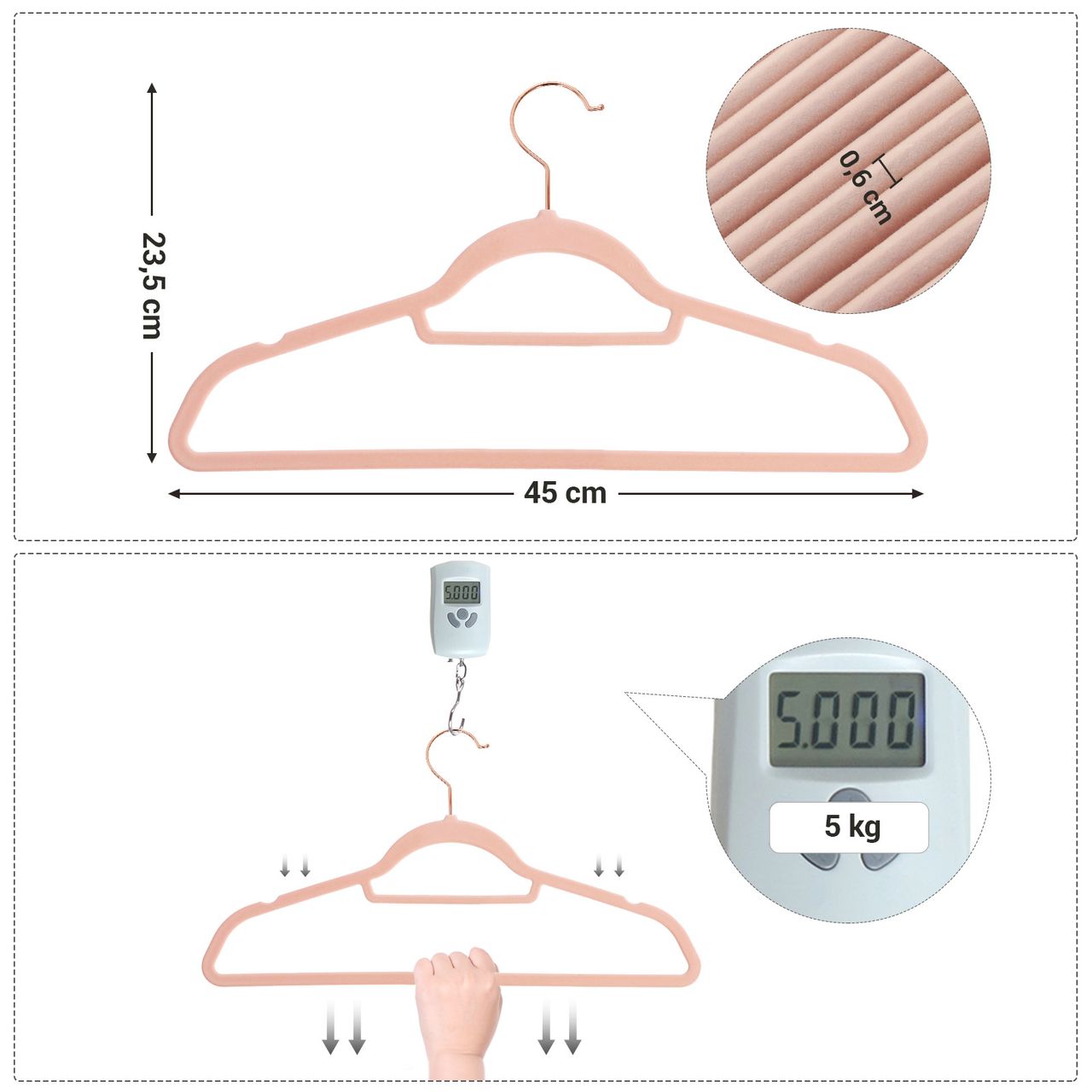 Songmics Samt-Kleiderbügel, 50 Stück, 45 cm lang