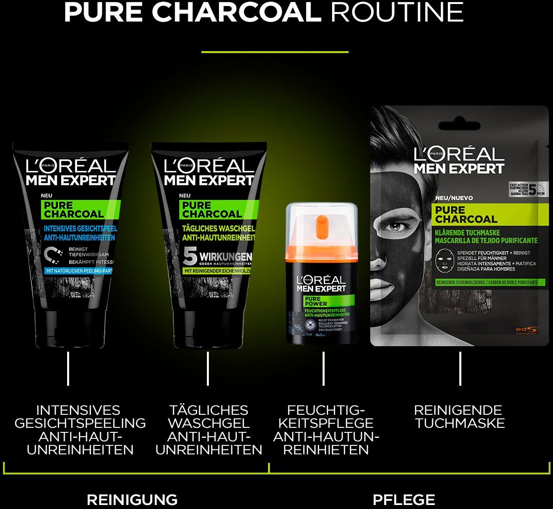 L'ORÉAL PARIS MEN EXPERT Gesichtsmasken-Set Pure Charcoal und Hydra Energy Set, 4-tlg.