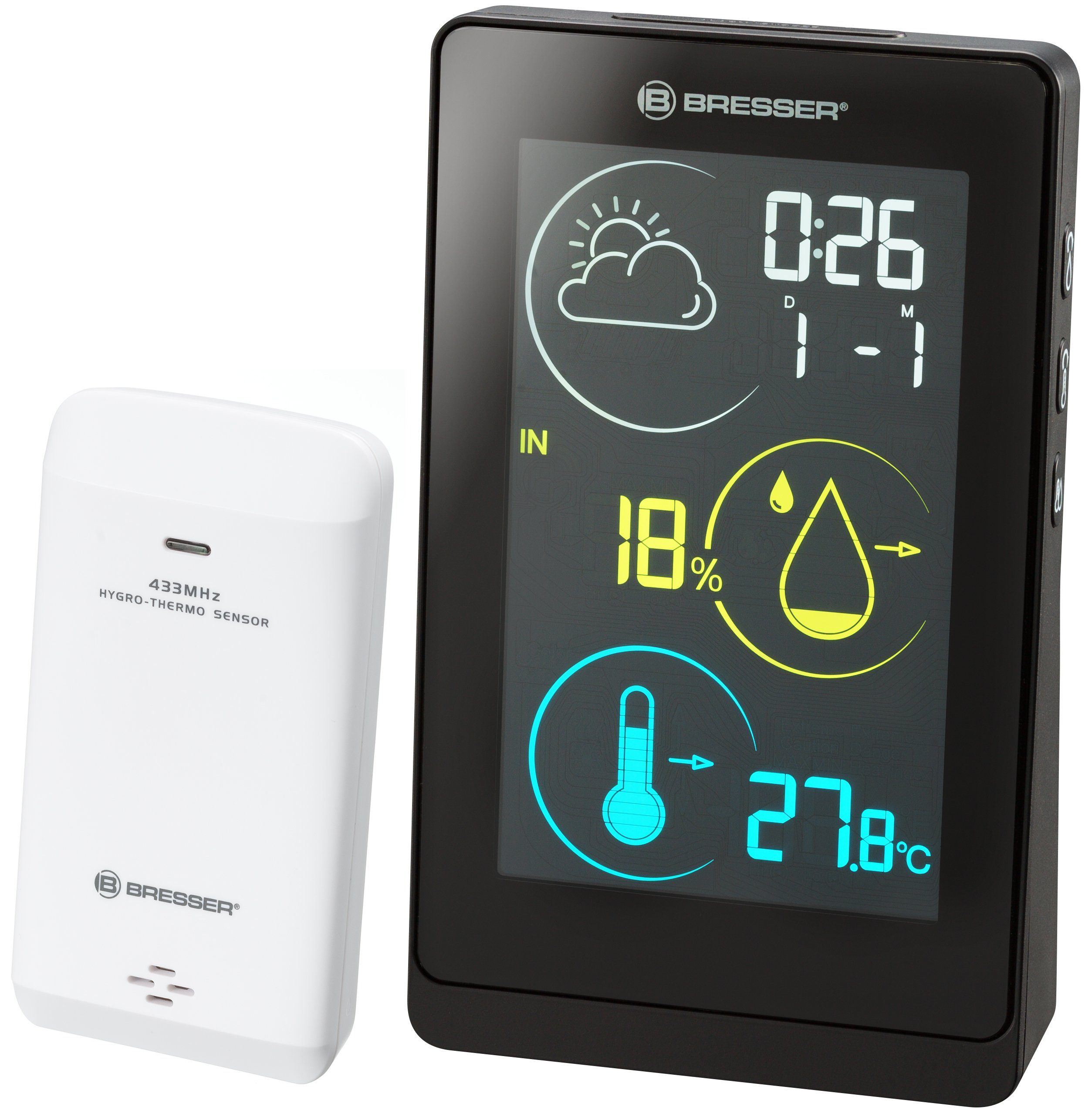 BRESSER BRESSER Farbwetterstation Temeo Life H Funkwetterstation