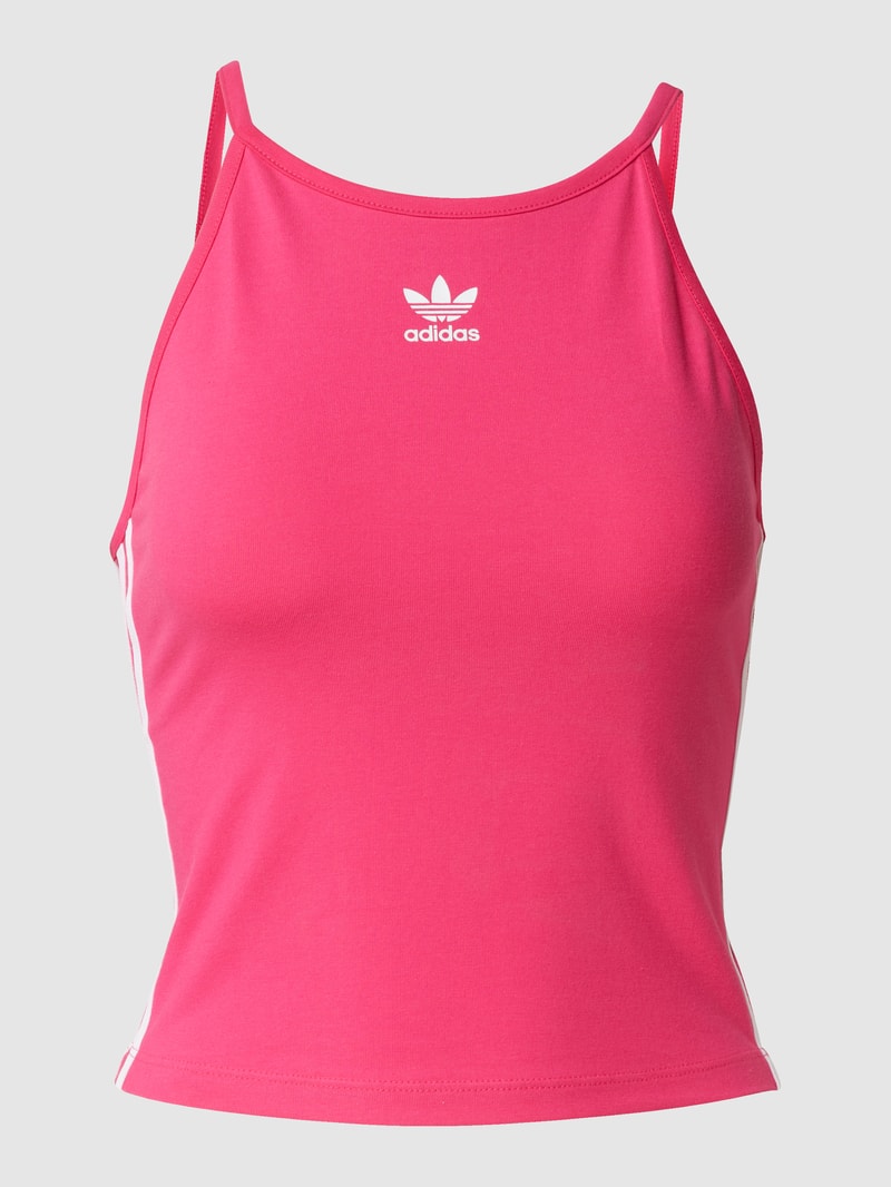 Crop Top mit Label-Streifen in pink