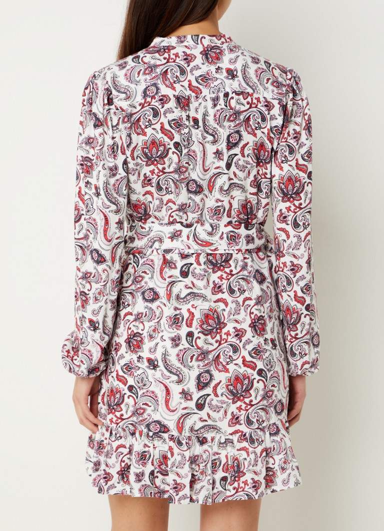 Abito corto NIKKIE Baisha in misto lino con stampa paisley e cintura annodata