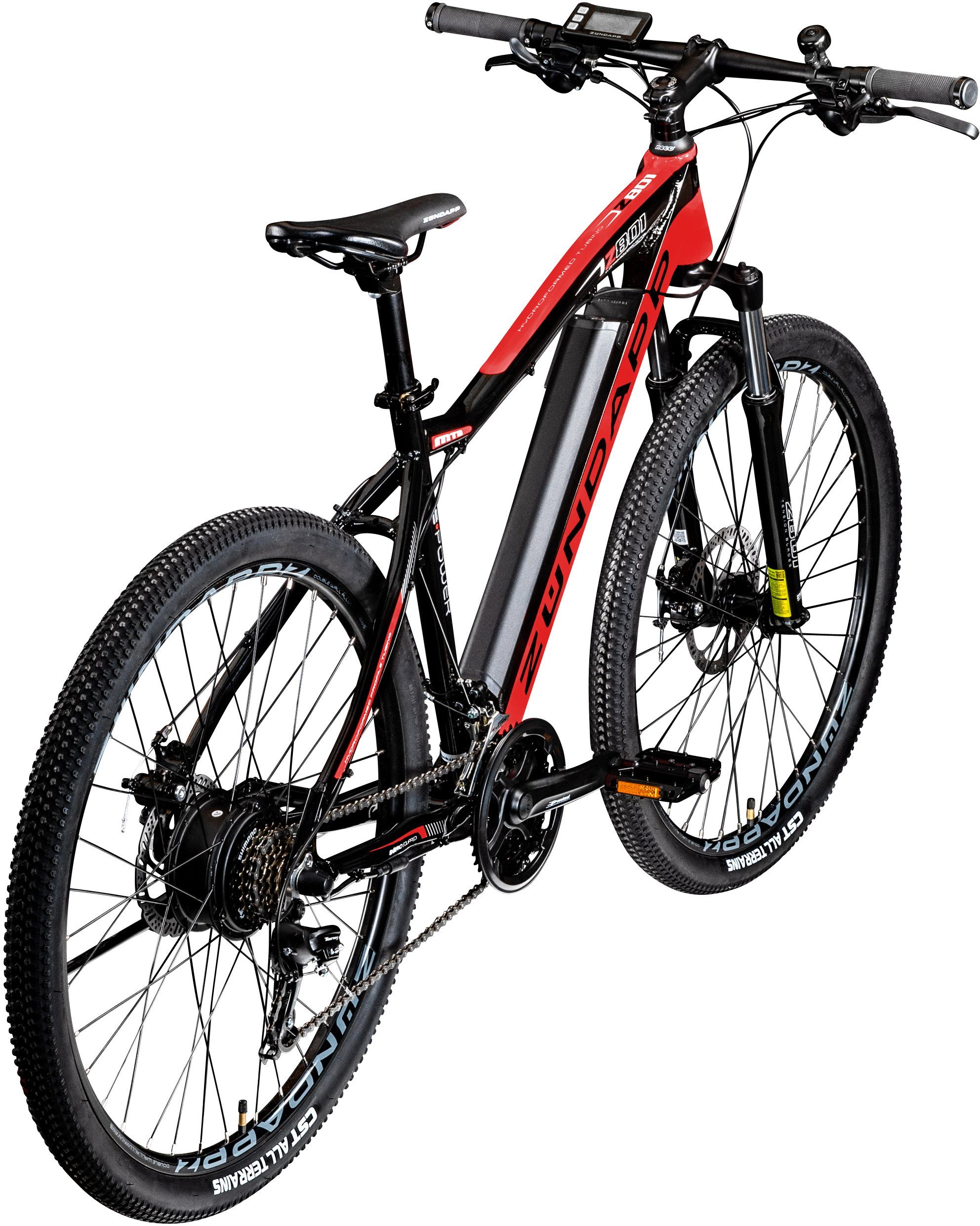 Zündapp E-Bike Z801, 21 Gang Shimano Tourney RD-TY300 Schaltwerk, Kettenschaltung, Heckmotor, 418 Wh Akku