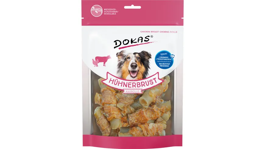 Dokas Hunde Snack Hühnerbrust Kaurolle 250 g