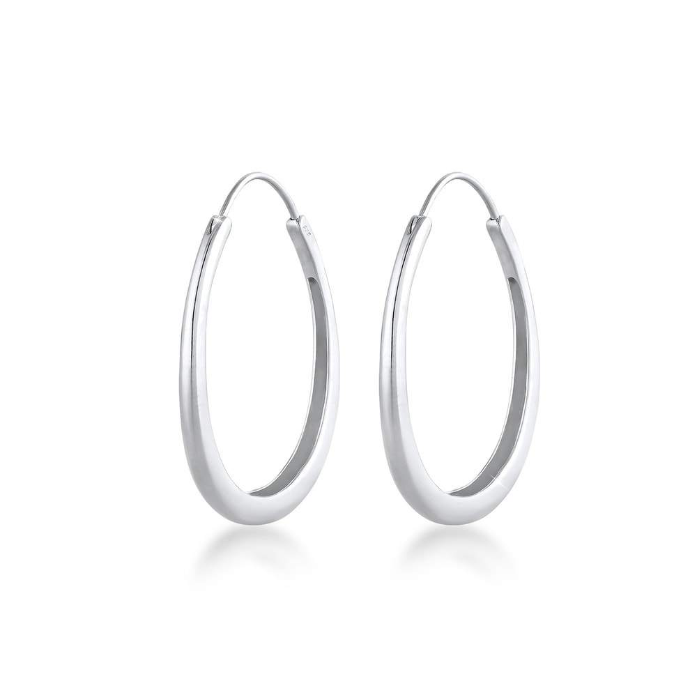 Elli Elli Boucles d'Oreilles Créoles Basic Minimal - (925/1000) Argent Boucles d'oreilles