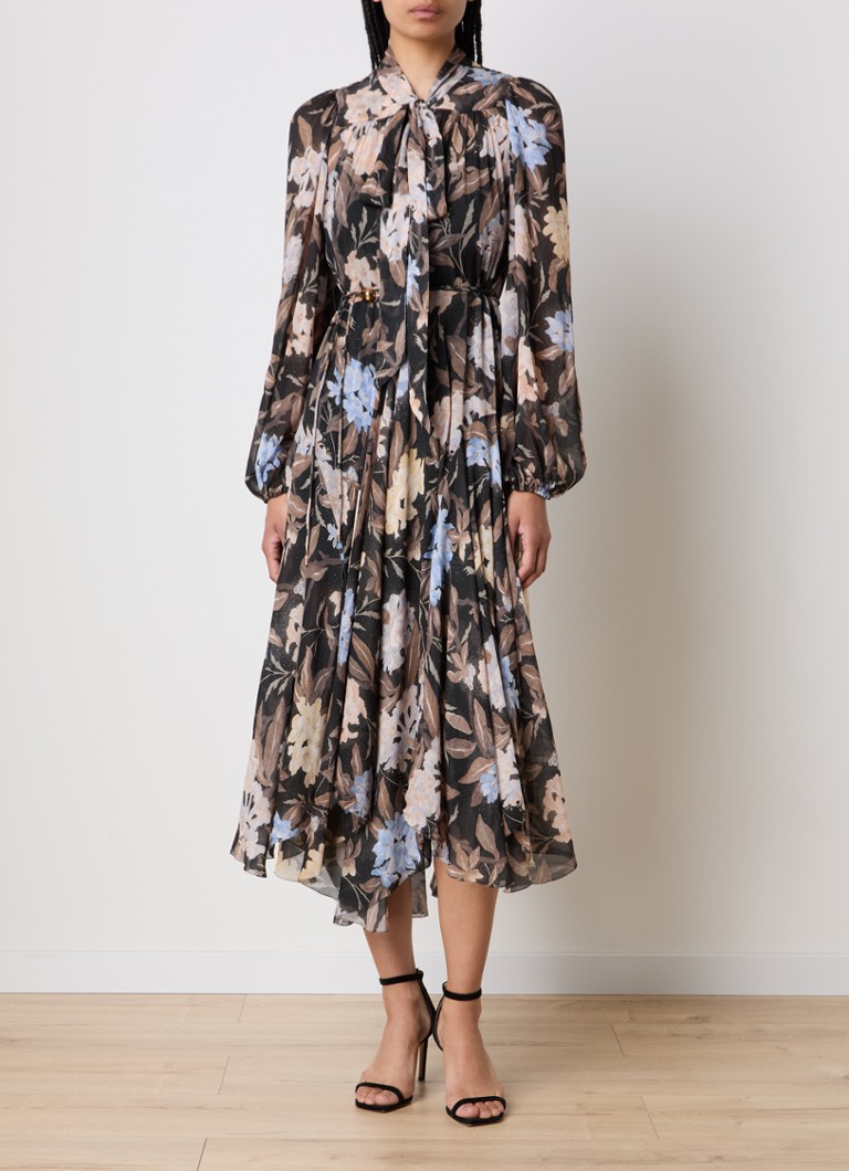 Zimmermann Eden midi dress with floral print and tie belt