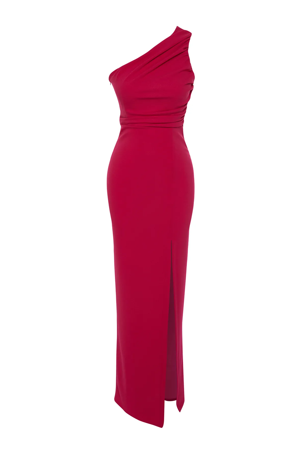 Trendyol Collection  Fuchsiafarbenes, figurbetontes, langes Abendkleid aus Strick TPRSS24AE00172