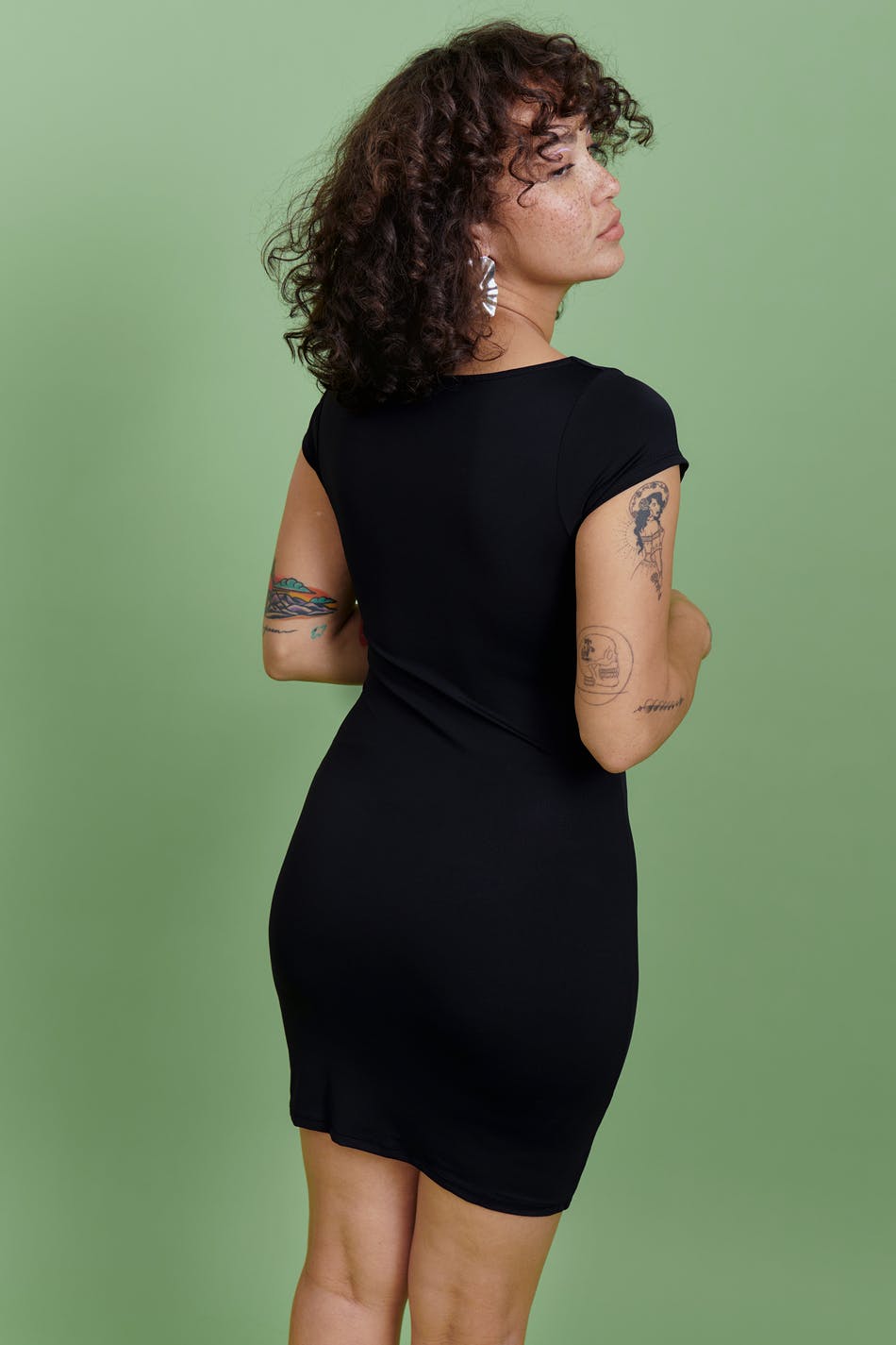Stretchy boatneck mini dress