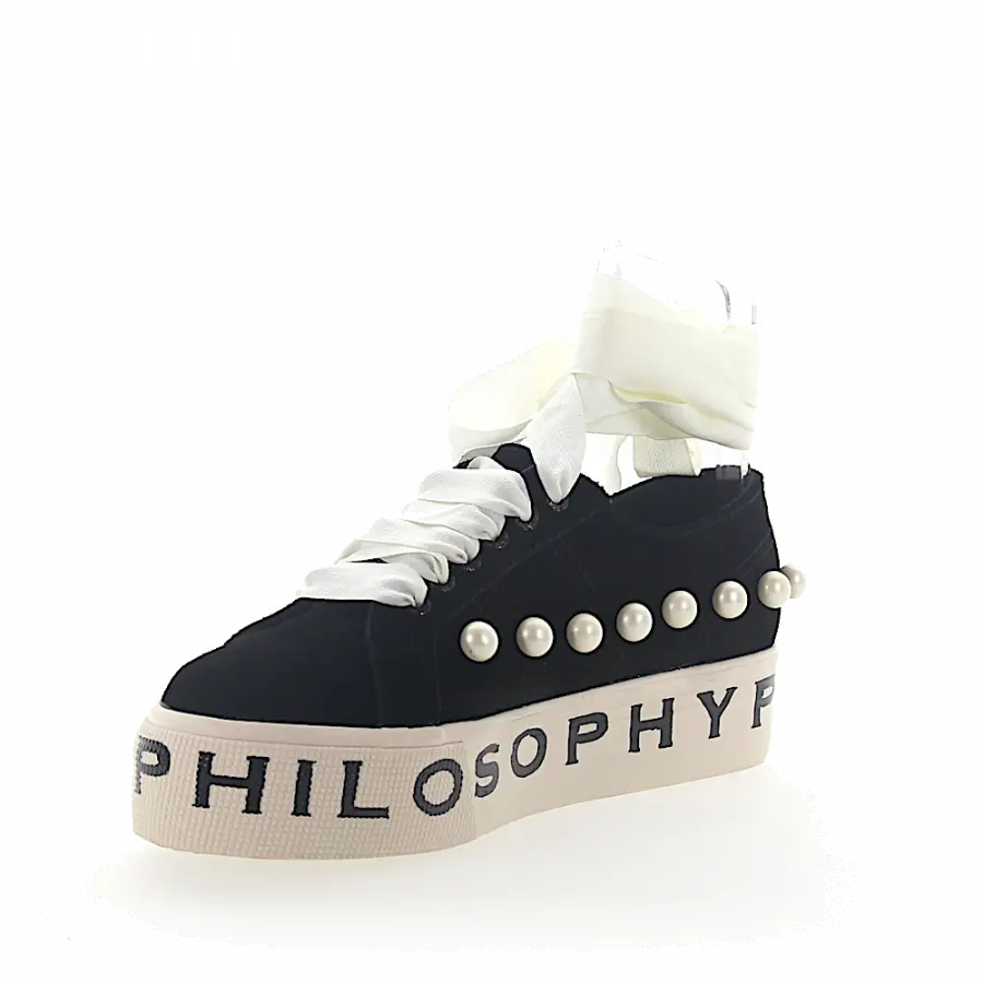 Philosophy Di Lorenzo Serafini - Sneaker Veloursleder Logo Perlen Print schwarz - schwarz