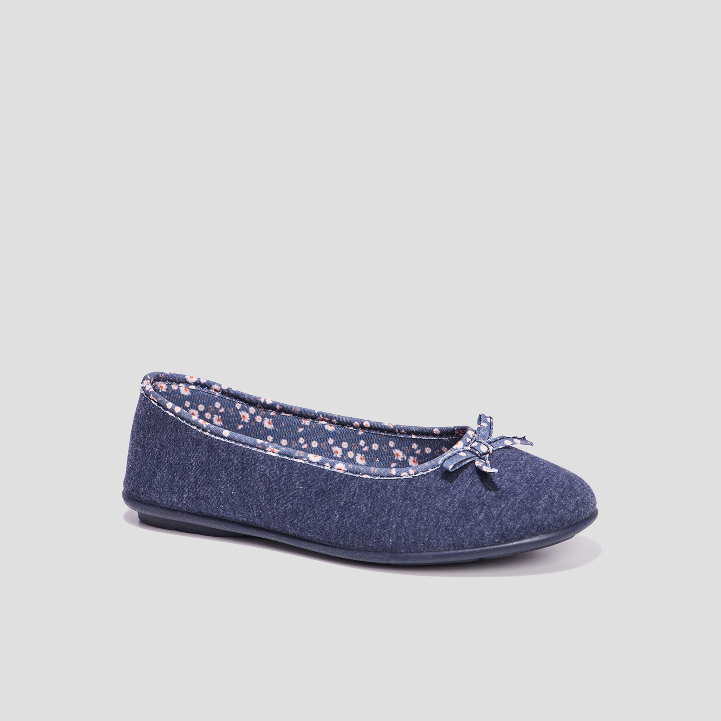 Chaussons ballerines à noeuds bleu femme | La Halle