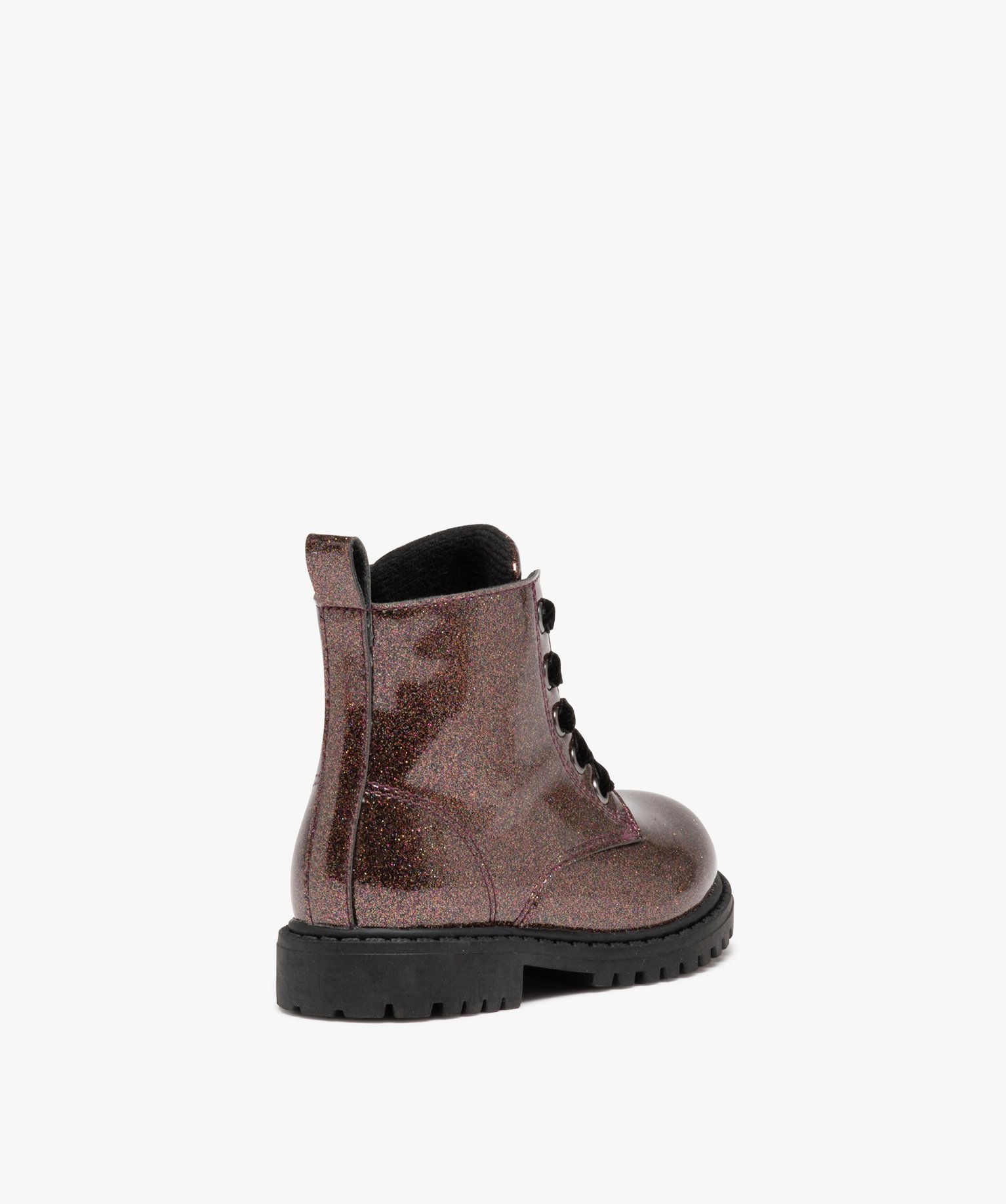 Boots pailletés avec lacets velours et semelle crantée bé... marron | GEMO