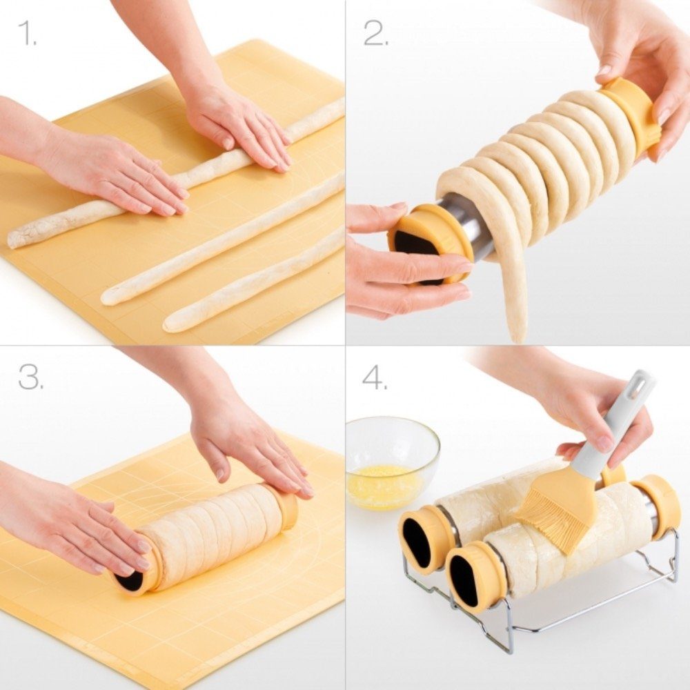 Tescoma Backform für Baumkuchen Trdelník Form Schillerlocken Baumkuchenform, (Inhalt 2-tlg), spülmaschinenfest, hitzebeständig, rostfrei