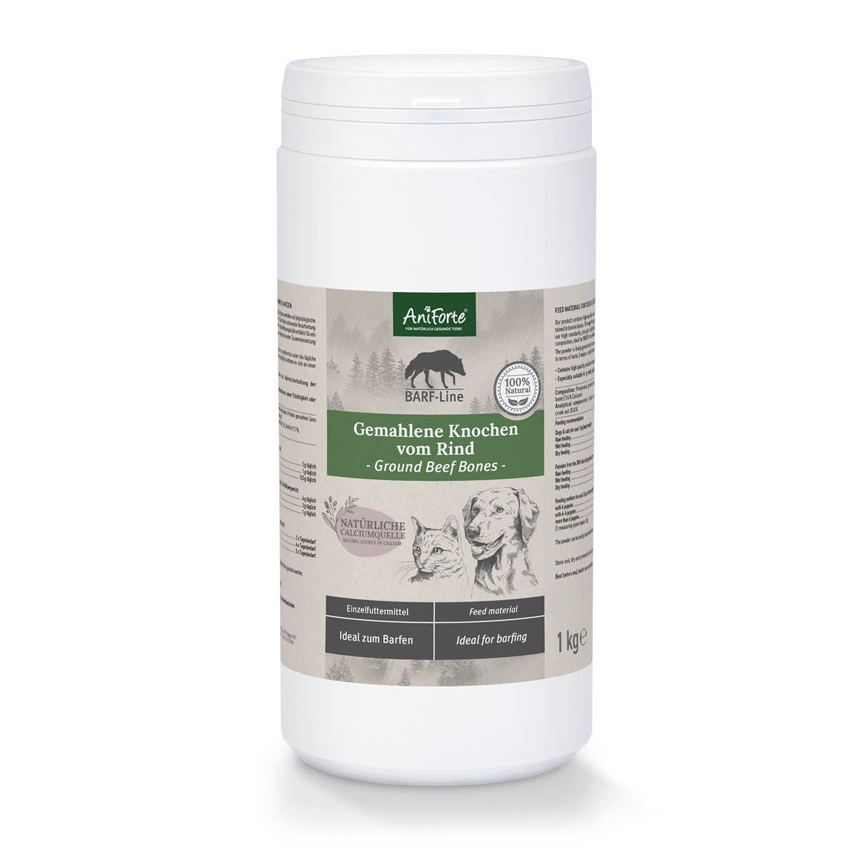 Aniforte Ergänzungsfutter & Aufzucht Aniforte BARF-Line Gemahlene Knochen vom Rind 1 kg